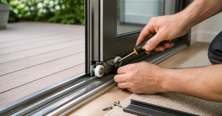 sliding door fix Welland technician diagnosing track issue