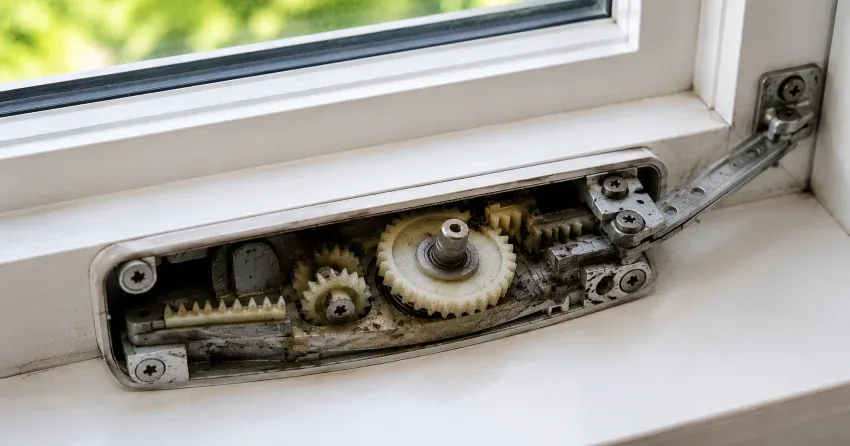 technician replacing casement window crank operator in Cordage, Welland home