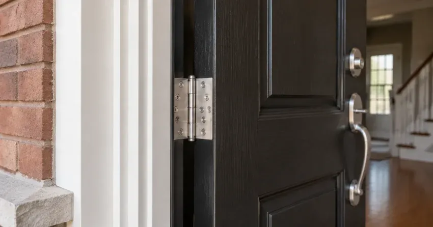 technician repairing a front door lock and frame in Maple Park, Welland