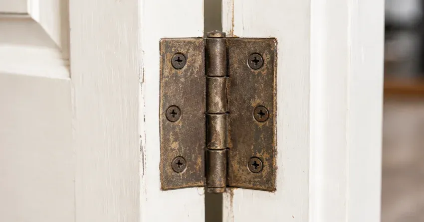 technician adjusting a sagging door hinge in West Main, Welland